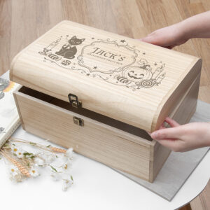 Large Wooden Personalised Halloween Treats Keepsake Chest