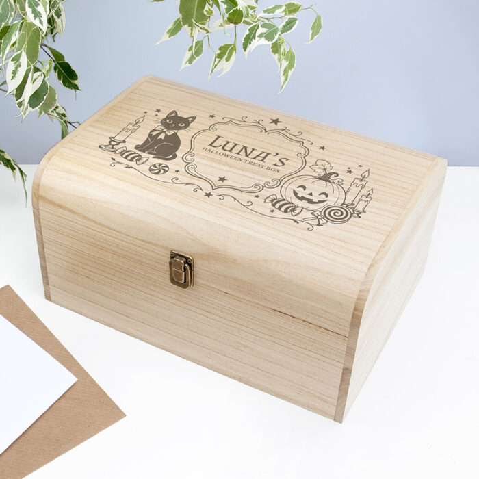 personalised wooden halloween chest