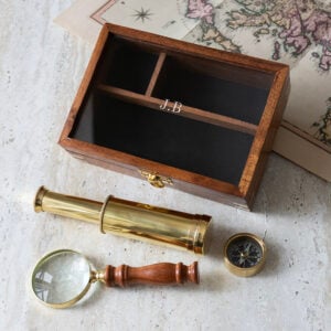 Personalised Brass Compass Telescope and Magnifying Glass Gift Set